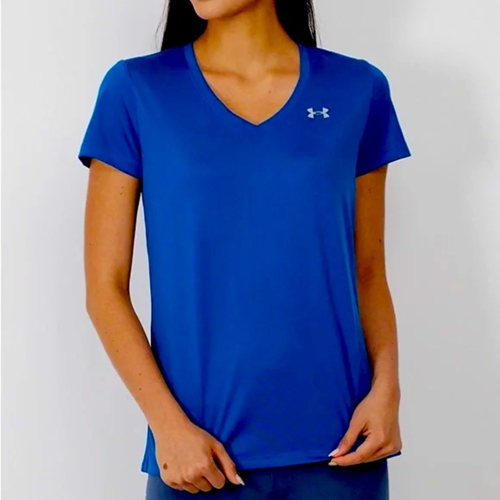 𝅺UNDER Armour Heat Gear Semi-Fitted Short Sleeve V-Neck T-Shirt Size Small